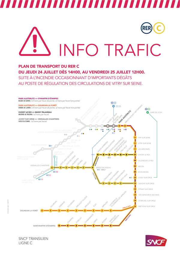 Info Trafic RER C 24 juillet 2014